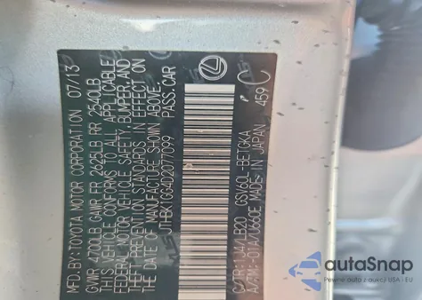 2013 Lexus Es 350 from USA, damaged, VIN JTHBK1GG4D2077099